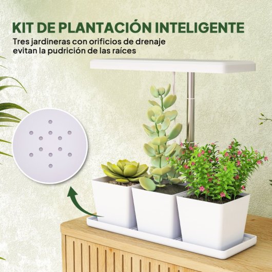 Outsunny Lámpara De Planta 30 Led Con Temporizador Automático Y 5 De Brillo