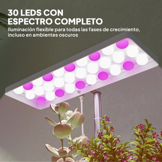Outsunny Lámpara De Planta 30 Led Con Temporizador Automático Y 5 De Brillo