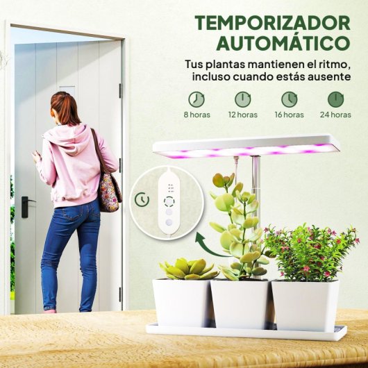 Outsunny Lámpara De Planta 30 Led Con Temporizador Automático Y 5 De Brillo