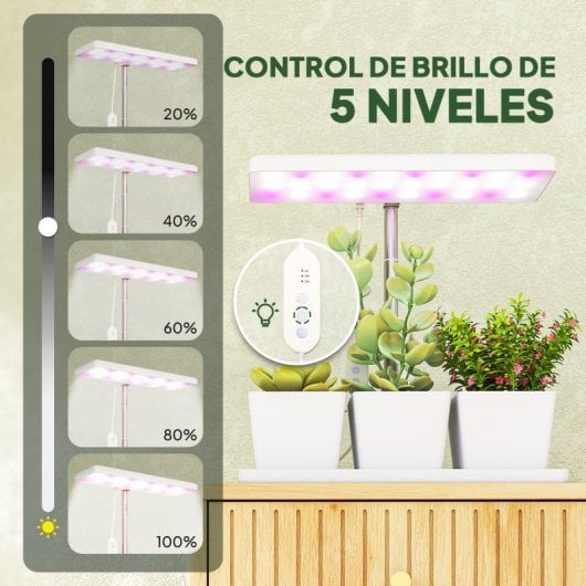 Outsunny Lámpara De Planta 30 Led Con Temporizador Automático Y 5 De Brillo