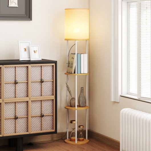 Homcom Lámpara De Pie Con Estantes 3 Temperaturas De Color Natural