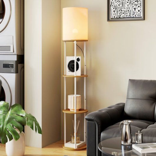 Homcom Lámpara De Pie Con Estantes 3 Temperaturas De Color Natural