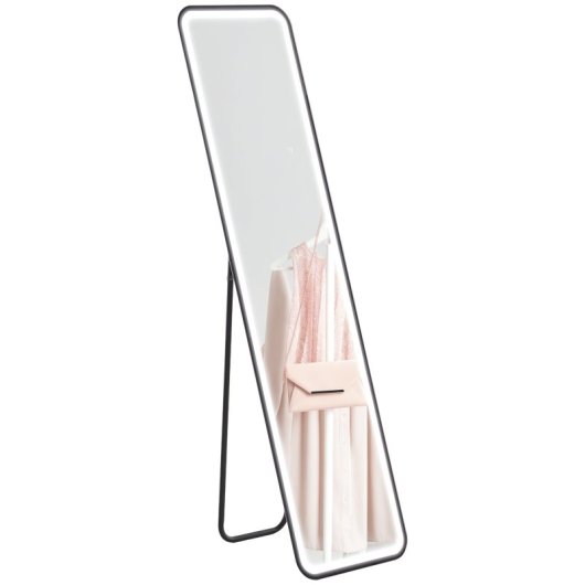 Homcom Espejo De Cuerpo Entero Con Luz Led 150x40 Cm Sin Marco Negro