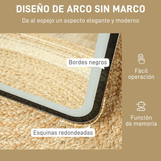 Homcom Espejo De Cuerpo Entero Con Luz Led 150x40 Cm Sin Marco Negro