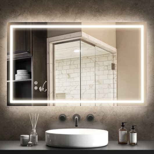 Homcom Espejo De Baño Con Luz Led 100x60 Cm Con Luz Retroiluminado