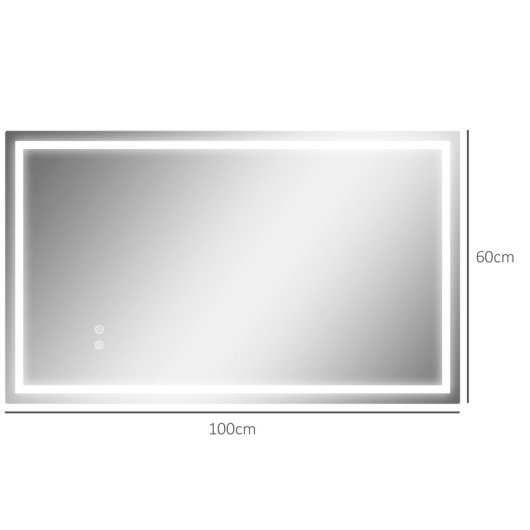Homcom Espejo De Baño Con Luz Led 100x60 Cm Con Luz Retroiluminado