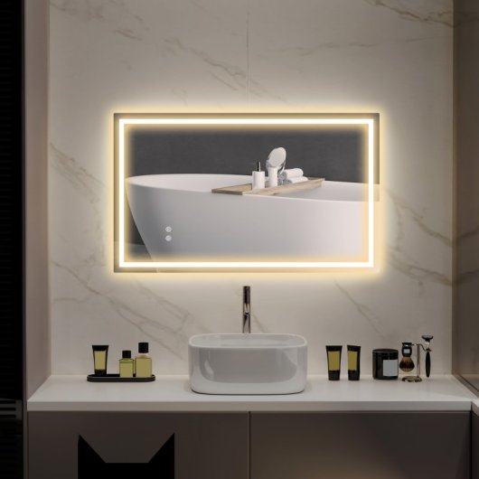 Homcom Espejo De Baño Con Luz Led 100x60 Cm Con Luz Retroiluminado