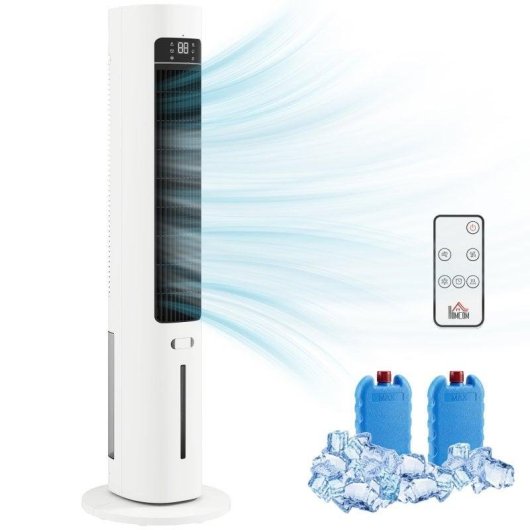 Homcom Climatizador Evaporativo De Torre 3 En 1 Con Depósito De 3 L Blanco