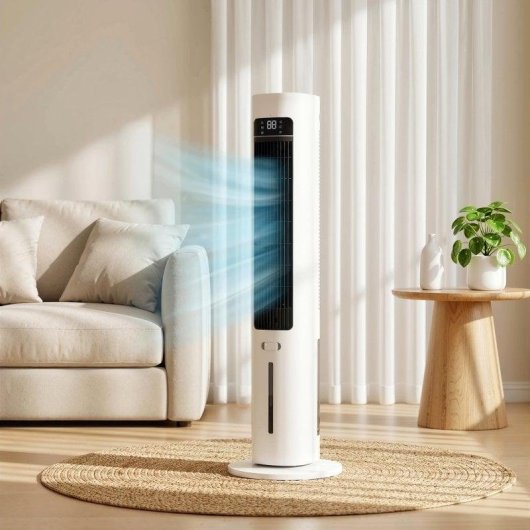 Homcom Climatizador Evaporativo De Torre 3 En 1 Con Depósito De 3 L Blanco