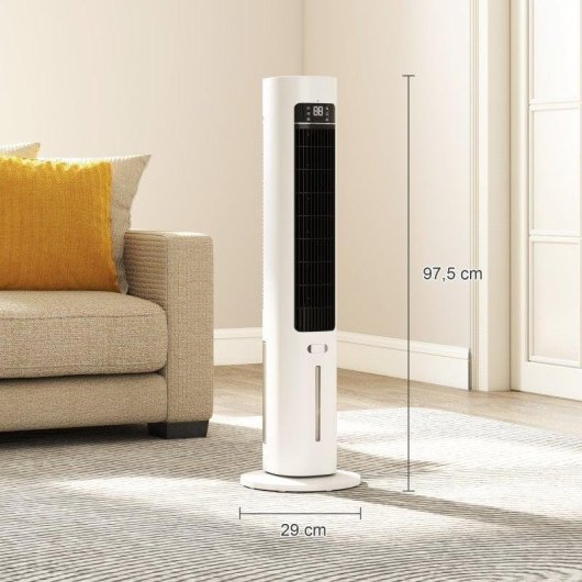Homcom Climatizador Evaporativo De Torre 3 En 1 Con Depósito De 3 L Blanco
