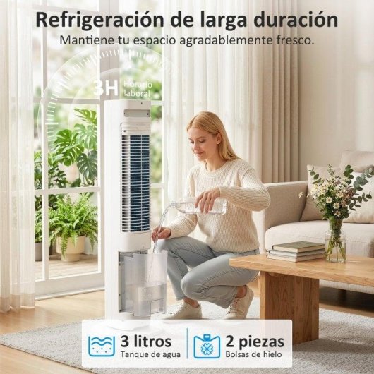 Homcom Climatizador Evaporativo De Torre 3 En 1 Con Depósito De 3 L Blanco