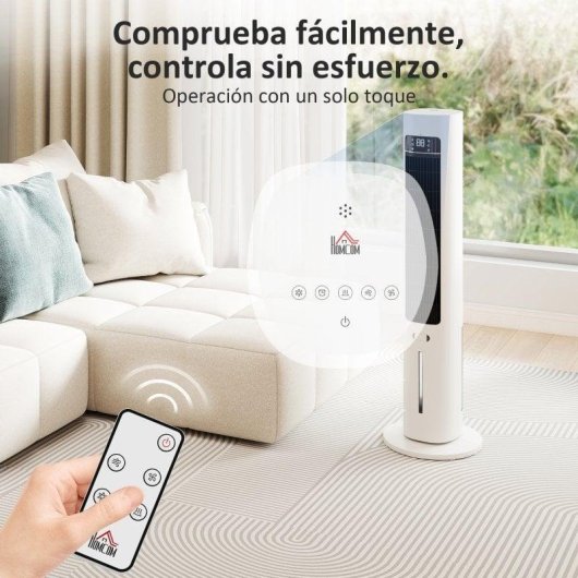 Homcom Climatizador Evaporativo De Torre 3 En 1 Con Depósito De 3 L Blanco