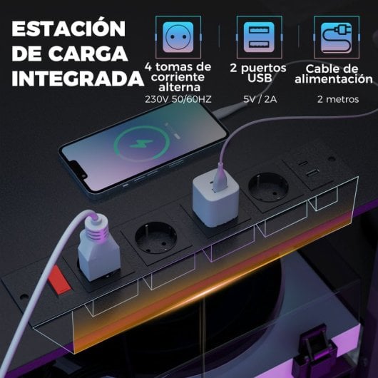 Homcom Mesa Gaming Doble Escritorio Extralargo De 244 Cm Negro