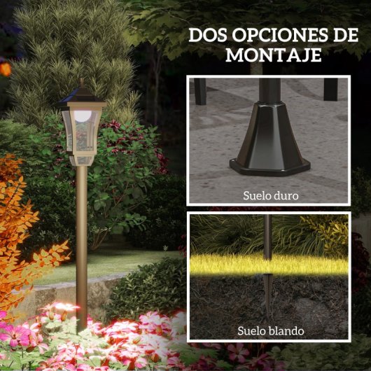 Outsunny Farola Solar Con Panel Solar Encendido Y Apagado Automático Negro