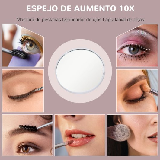 Homcom Hollywood Espejo De Maquillaje Con Luz 30x40 Cm Con 12 Bombillas Blanco