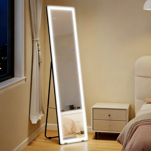 Homcom Espejo De Pared Cuerpo Entero Espejo De Pie Con Luces Led 40x37x157,5 Cm
