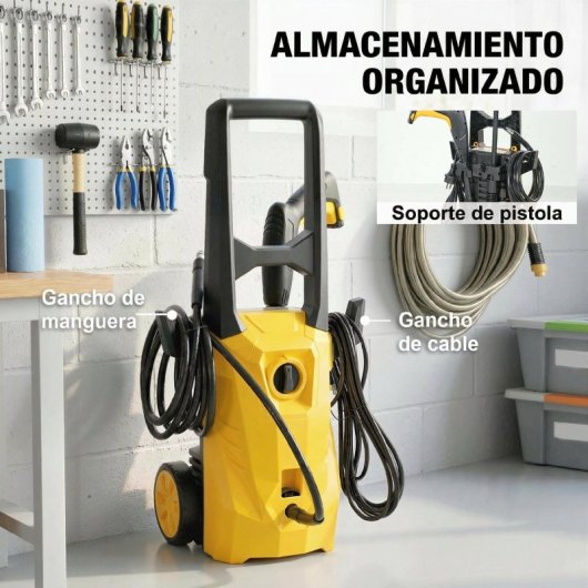 Outsunny Hidrolimpiadora De Alta Presión 1600w Caudal 390 L/h Presión 120 Bar