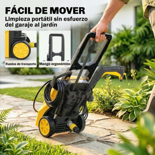 Outsunny Hidrolimpiadora De Alta Presión 1600w Caudal 390 L/h Presión 120 Bar