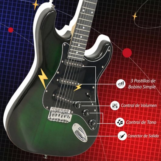 Sportnow Kit Guitarra Eléctrica Con Amplificador 15w Afinador Digital Y Cuerdas