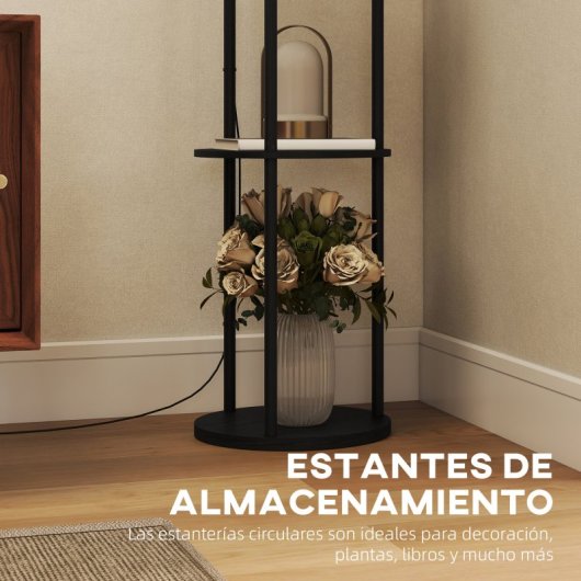Homcom Lámpara De Pie Con Estantes 3 Temperaturas De Color Negro