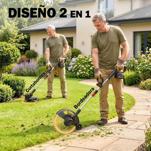 Outsunny Desbrozadora Batería 18v Con 2 Baterías De 4.0ah Y Cargador Plateado