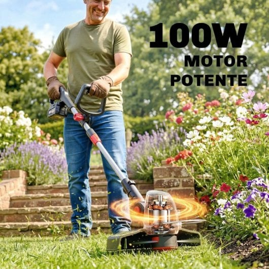 Outsunny Desbrozadora Batería 18v Con 2 Baterías De 4.0ah Y Cargador Plateado