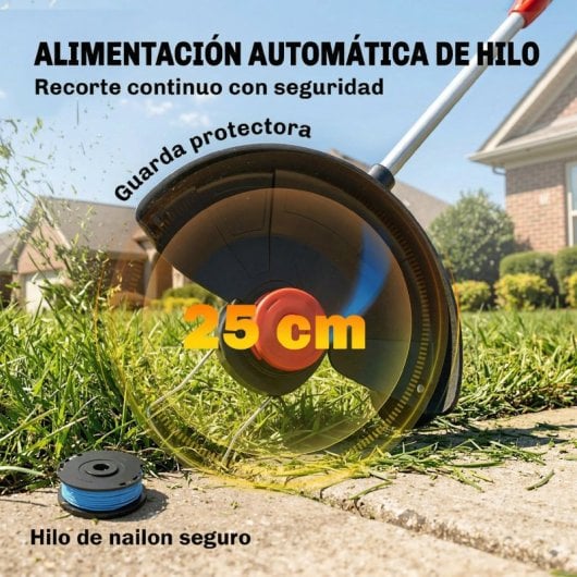 Outsunny Desbrozadora Batería 18v Con 2 Baterías De 4.0ah Y Cargador Plateado