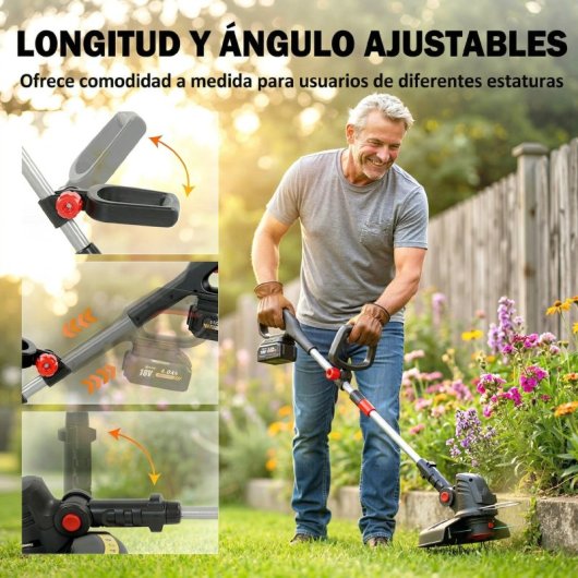 Outsunny Desbrozadora Batería 18v Con 2 Baterías De 4.0ah Y Cargador Plateado
