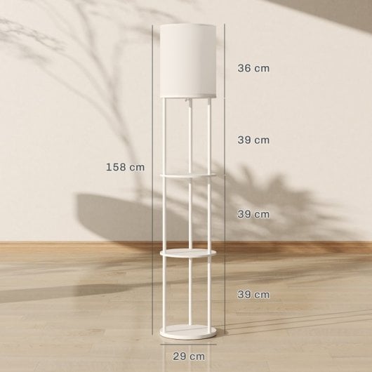 Homcom Lámpara De Pie Con Estantes 3 Temperaturas De Color Blanco