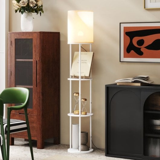 Homcom Lámpara De Pie Con Estantes 3 Temperaturas De Color Blanco