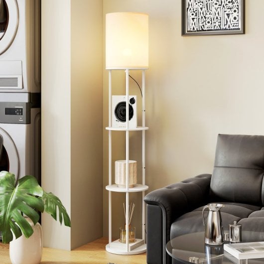 Homcom Lámpara De Pie Con Estantes 3 Temperaturas De Color Blanco