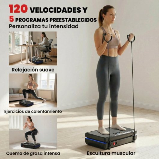 Sportnow Plataforma Vibratoria Con 120 Velocidades 5 Programas Pantalla Led