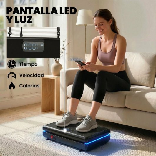 Sportnow Plataforma Vibratoria Con 120 Velocidades 5 Programas Pantalla Led