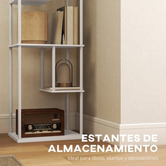 Homcom Lámpara De Pie Con Estantes Temperaturas De Color Ajustable Blanco