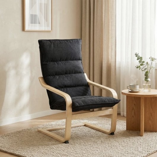 Homcom Sillón De Salón Moderno Con Respaldo Alto Patas De Madera Negro