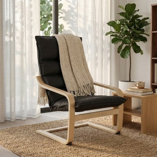 Homcom Sillón De Salón Moderno Con Respaldo Alto Patas De Madera Negro