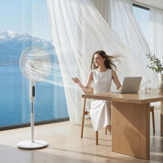 Homcom Ventilador De Pie Con Control Remoto Y Función Wifi Altura Ajustable