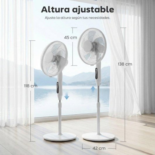 Homcom Ventilador De Pie Con Control Remoto Y Función Wifi Altura Ajustable