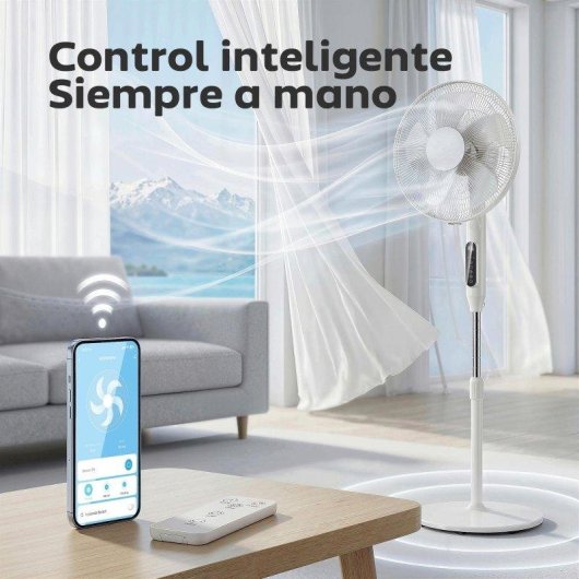 Homcom Ventilador De Pie Con Control Remoto Y Función Wifi Altura Ajustable
