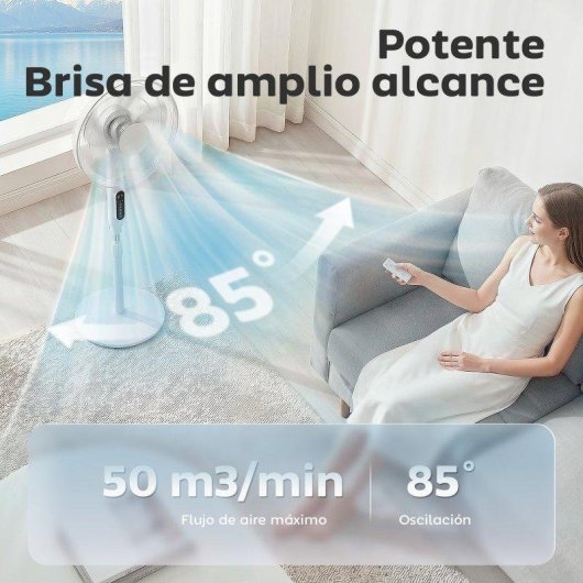 Homcom Ventilador De Pie Con Control Remoto Y Función Wifi Altura Ajustable