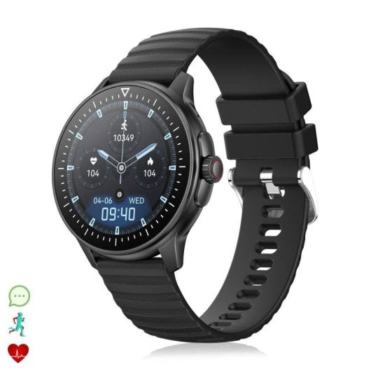 Dam Electronics ZW45 Bluetooth 44mm Táctil Negro Silicona IP67 SpO2 Pulsómetro Tensiómetro