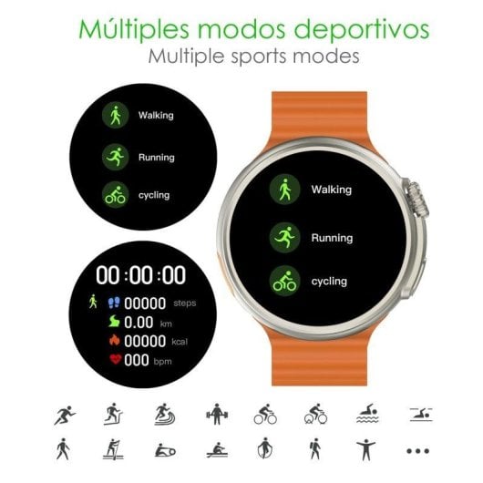 Dam Electronics Smartwatch Z78 Ultra Bluetooth 1,52 pollici Metallo Silicone Nero