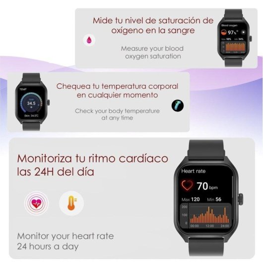 Dam Electronics Smartwatch Qx5 Bluetooth 1,96'' Alluminio Argento IP67 Multisport
