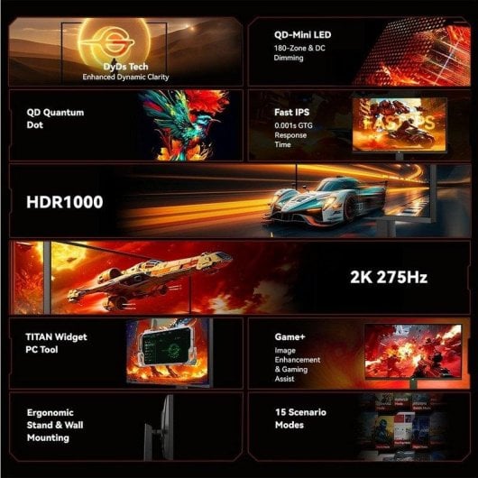 Écran PC Titan Army P276MS 27" QHD 275Hz IPS HDR1000 FreeSync 1ms