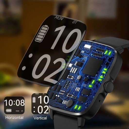 Dam Electronics Smartwatch DT102 Bluetooth 44mm IPS Schwarz 1,9'' IP67 Pulsmesser ECG