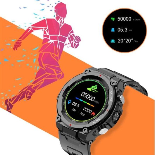 Dam Electronics Smartwatch Q666K Bluetooth 1,28 pollici Metallo IP68 Pulsometro Tensiometro