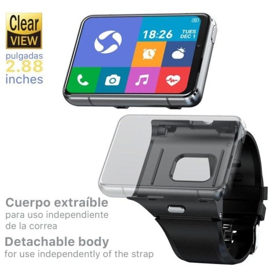 Dam Electronics Smartwatch Phone S999 4G GPS 2,88'' Android 9.0 Quad Core Nero 4GB 64GB