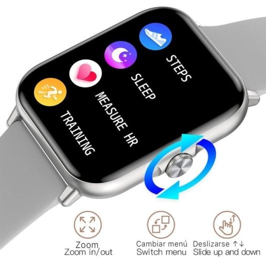 Dam Electronics A01 Bluetooth 40mm Pantalla Táctil Gris Silicona IP68 SpO2 Pulsómetro