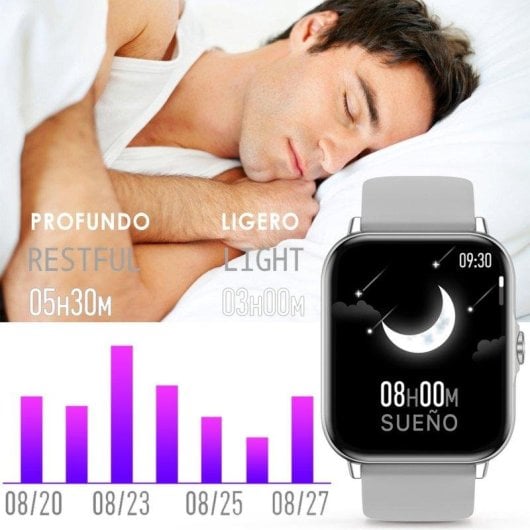 Dam Electronics A01 Bluetooth 40mm Pantalla Táctil Gris Silicona IP68 SpO2 Pulsómetro