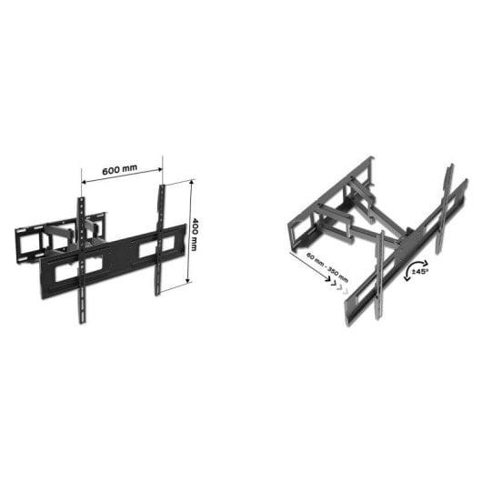 UNYKAch UK1295 Soporte TV Pared Doble Brazo 37 a 75" VESA 100x100 a 600x400 Máx 45Kg